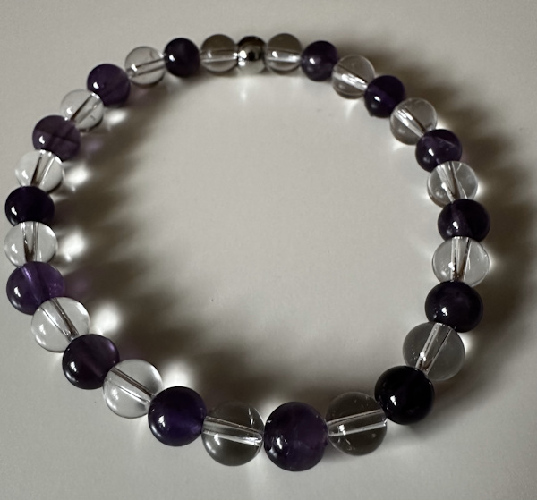 Armband – Bewusstsein Amethyst & Bergkristall 6mm (Größe wählbar)