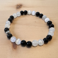 Armband NOIR BLANC – Onyx & Selenit für...