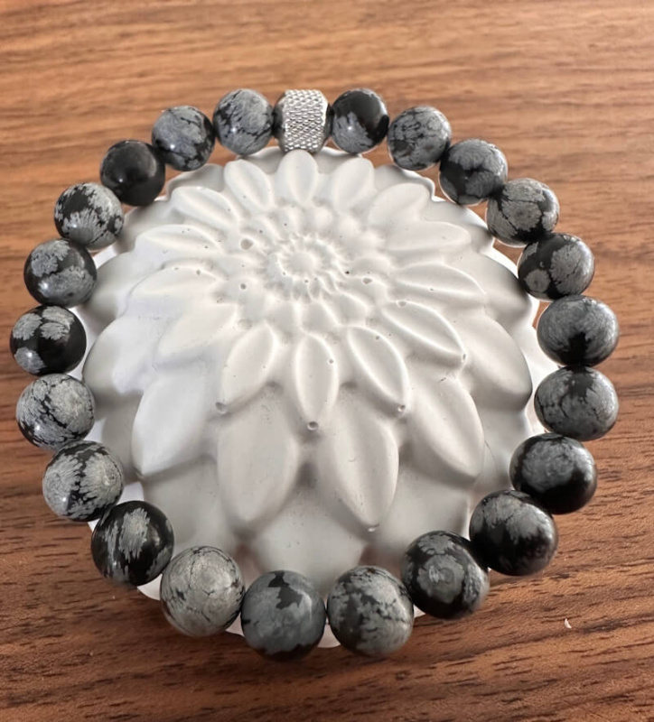 Schneeflocken Obsidian Armband – Schutz, Erdung & innere Balance (Größe wählbar)