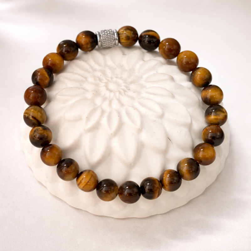 Armband Tigerauge 8 mm – Schutz, Stärke (Größe wählbar)