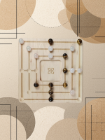 Mühlespiel aus Zirbenholz mit Tigerauge &...