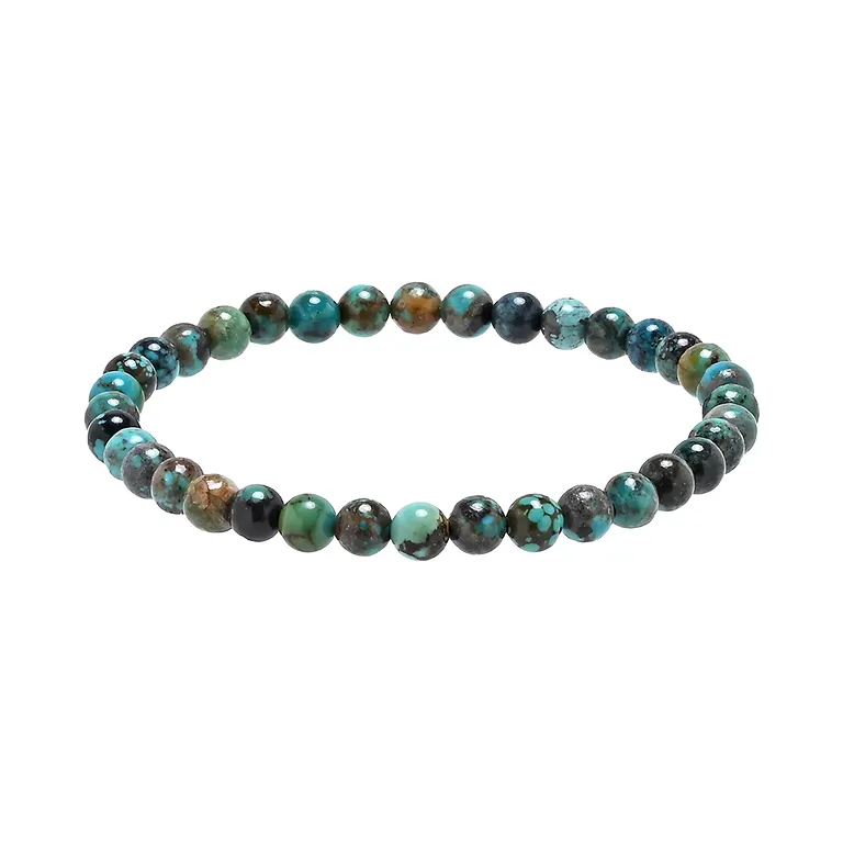 Türkis Armband echt mit 6 mm Kugeln aus naturbelassenem Edelstein