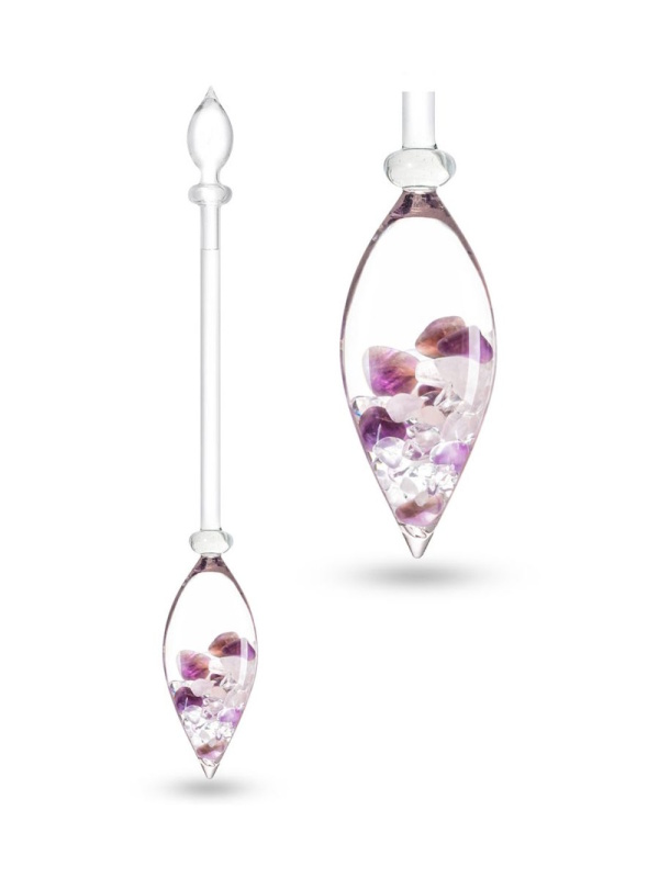 VitaJuwel Edelsteinstab WELLNESS mit Amethyst, Rosenquarz und Bergkristall in vollständiger Ansicht