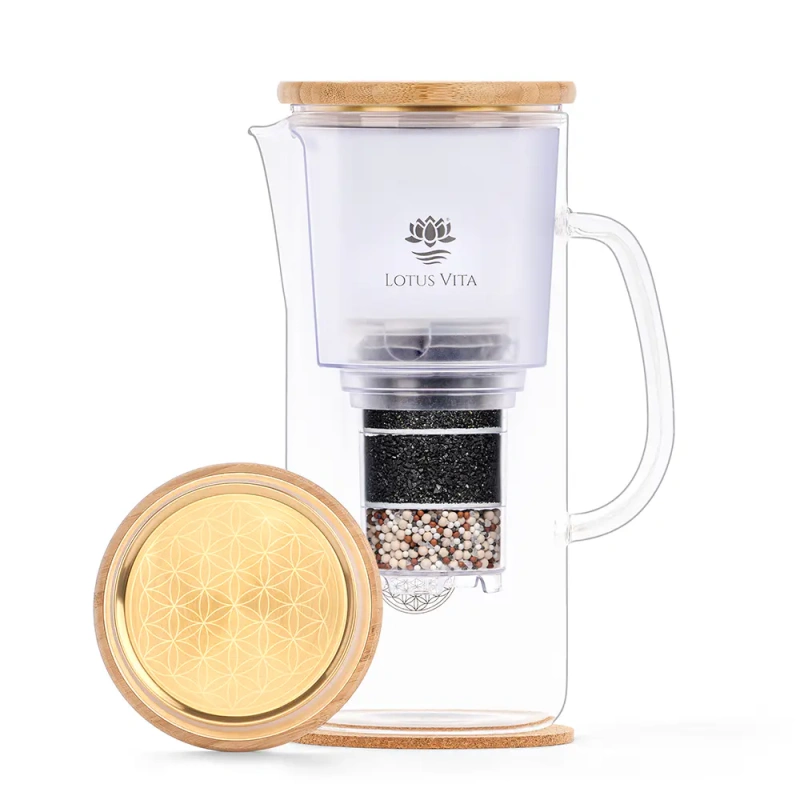 ENYA GOLD EDITION Wasserfilter-Kanne aus Glas und Bambus