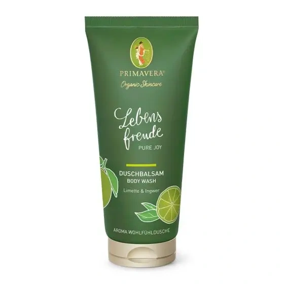 Primavera Lebensfreude Duschbalsam bio in der Flasche mit belebender Duftkomposition aus Limette und Ingwer