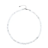Magnesit Halskette mit 6 mm Kugeln und 925 Silber