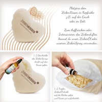 Zirbenkissen Herzform dekoriert