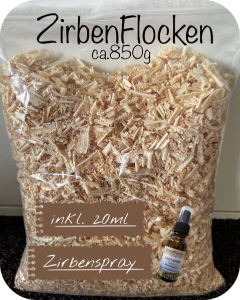 Zirbenflocken mit 20ml Zirbenspray