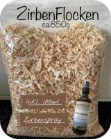 Zirbenflocken mit 100ml Zirbenspray