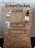 ZirbenFlocken ca. 200g, inkl. 20ml Zirbenspray