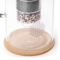 Glas-Filterkanne KATARA mit Bambusdeckel  & optionalen Edelsteinfach