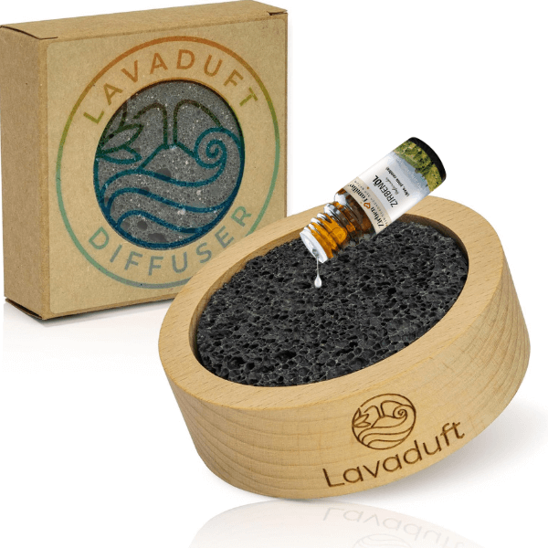 Lavastein Diffuser mit Holzring aus naturbelassenem Holz